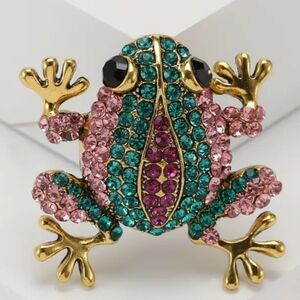 NEW Regency Casual Gold‎ Summer Colorful Frog Gift Brooch with Crystals (#0292)